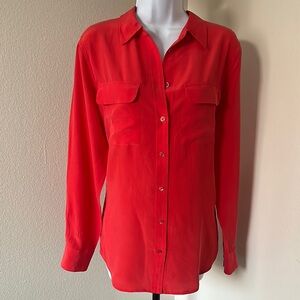 Equipment Vibrant Red Button-Down Shirt